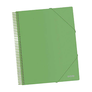 Dohe Carpeta con 20 Fundas Tamaño A4 - Tapa de Polipropileno Opaco 800 Micras - Fundas Transparentes 80 Micras - Espiral de Plastico Color y Gomas Ela