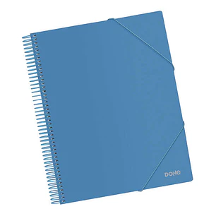 Dohe Carpeta con 20 Fundas Tamaño A4 - Tapa de Polipropileno Opaco 800 Micras - Fundas Transparentes 80 Micras - Espiral de Plastico Color - Gomas Ela