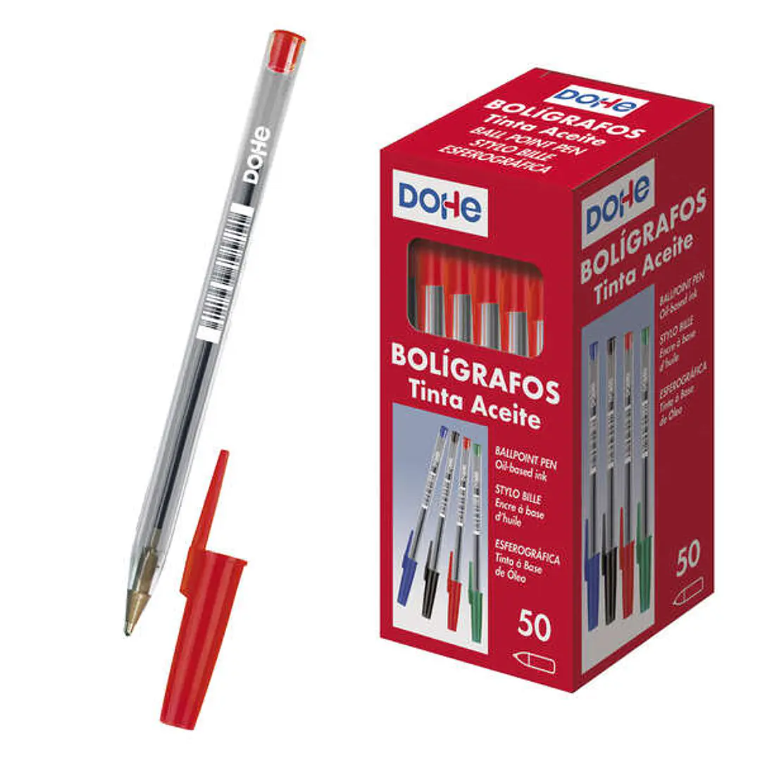 Dohe Boligrafos de Tinta a Base de Aceite - Punta de Bola de 1mm - Trazo de 0.4mm - Cuerpo Transparente y Capucha Ventilada 1