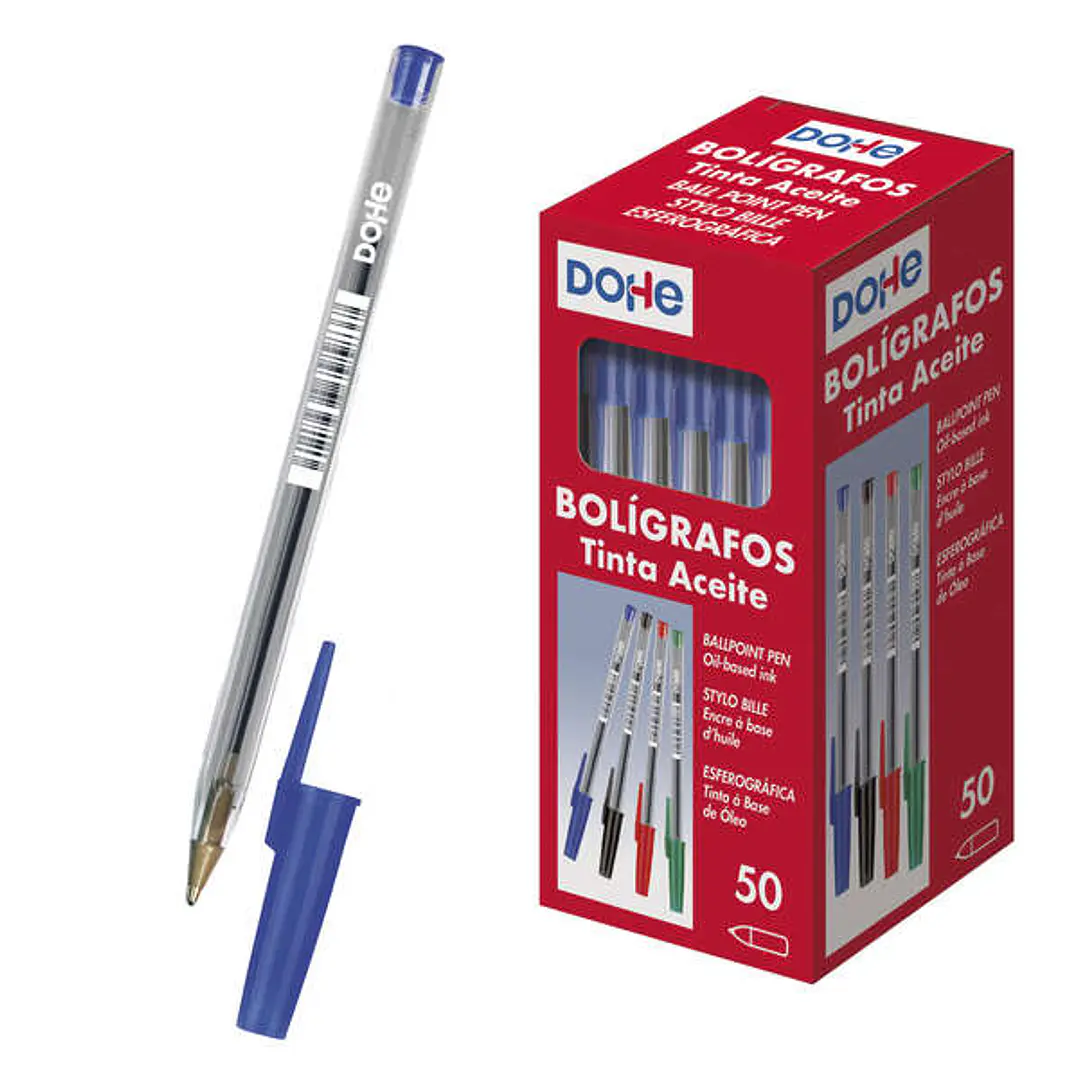Dohe Boligrafos de Tinta a Base de Aceite - Punta de Bola de 1mm - Trazo de 0.4mm - Cuerpo Transparente y Capucha Ventilada 1