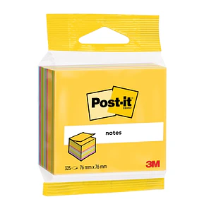 Post-It Cubo de 325 Notas Adhesivas Reposicionables - Forma Cuadrada - Colores Surtidos