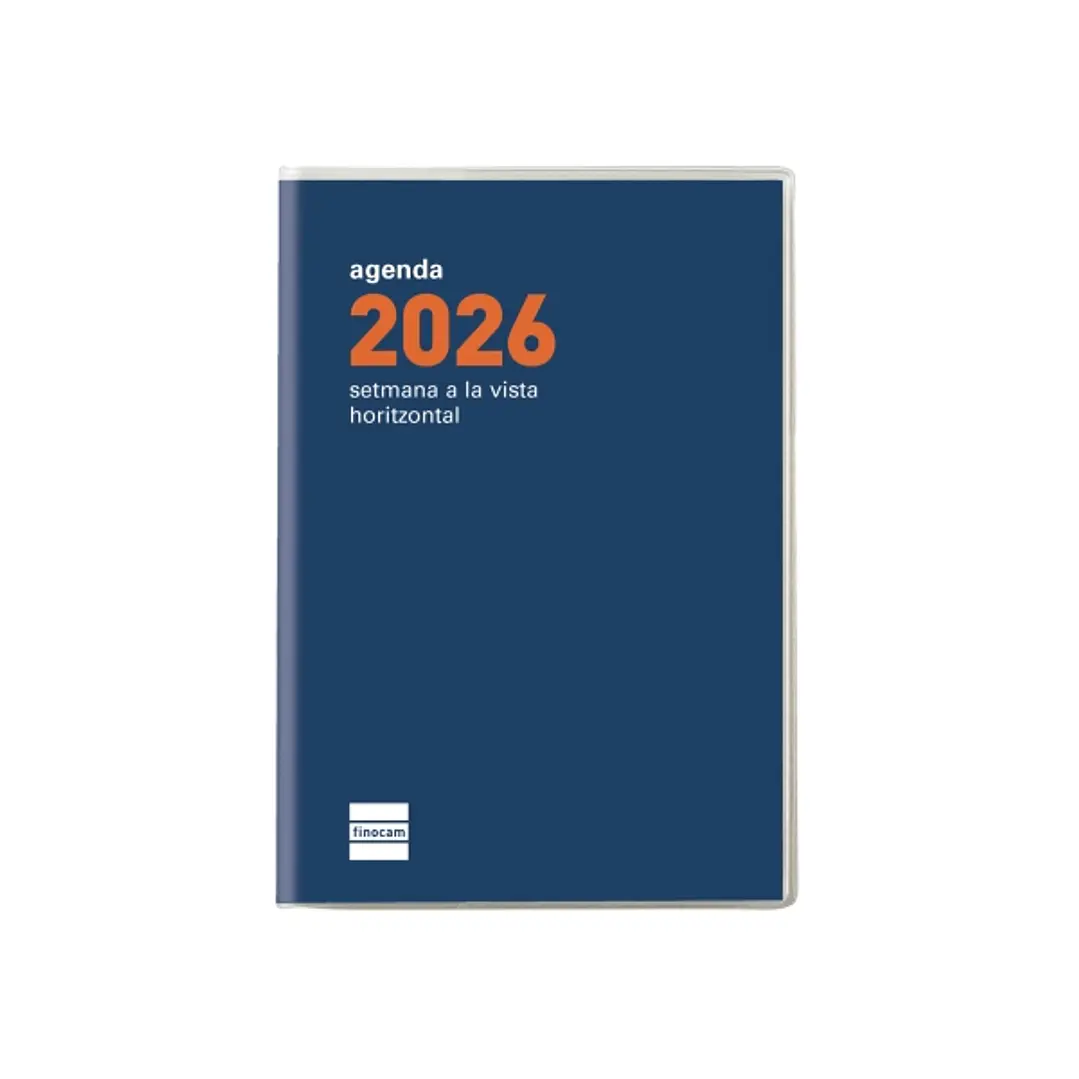 Finocam Coctel Agenda Plana en Catalan - Anual 2026 - Formato Pl3 - 85x6x6mm - Semana Vista Horizontal - Color Azul 1
