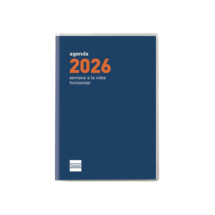 Finocam Coctel Agenda Plana - Anual 2026 - Formato Pl3 - 85x6x6mm - Semana Vista Horizontal - Color Azul 1
