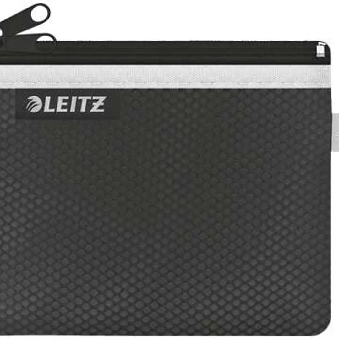 Leitz WOW Bolsa Porta-Todo Pequeña 2 Compartimentos - Tamaño 105x6x140mm - Lavable y Duradera - Cierre de Cremallera - Color Negro 1
