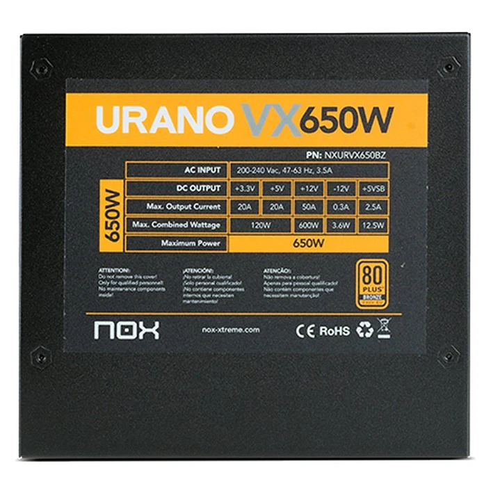 NOX Fuente Alimentación Urano VX 650W 80+ BRONZE 4