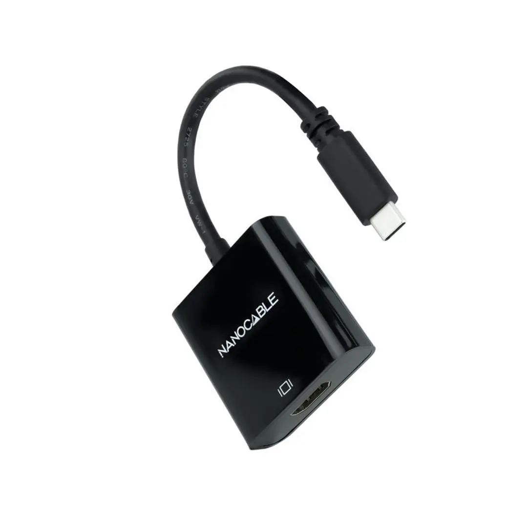 Nanocable Conversor USB-C/M a HDMI/H Negro 15cm 3