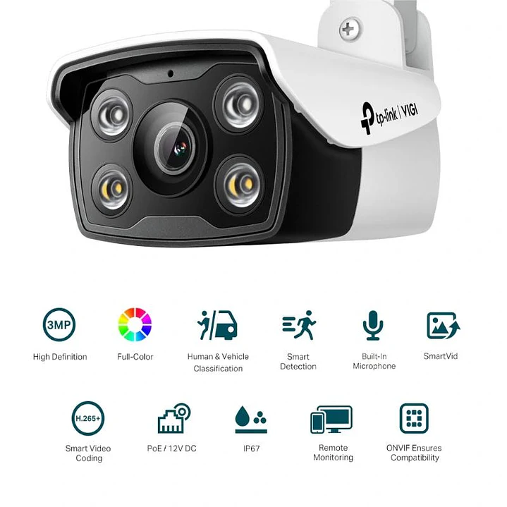 VIGI Cámara IP Bullet C330 3MP Plást Full-Color 2. 2