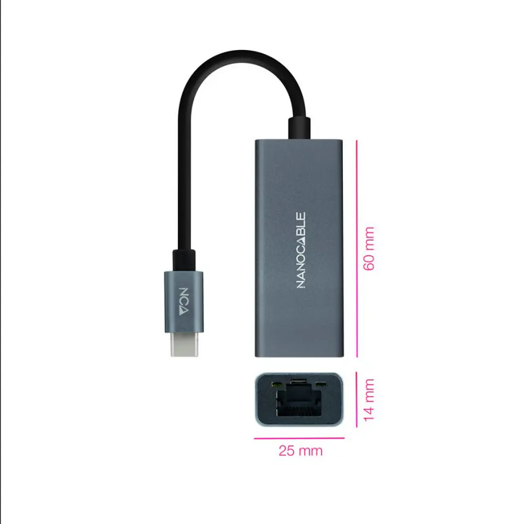 Nanocable Conversor USB-C Ethernet Gigabit 3