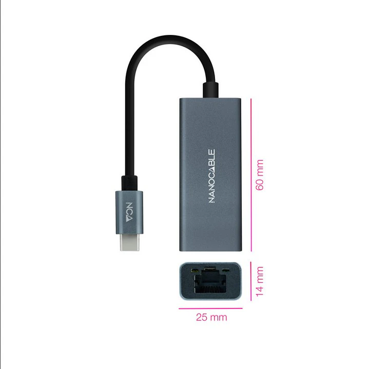Nanocable Conversor USB-C Ethernet Gigabit 3