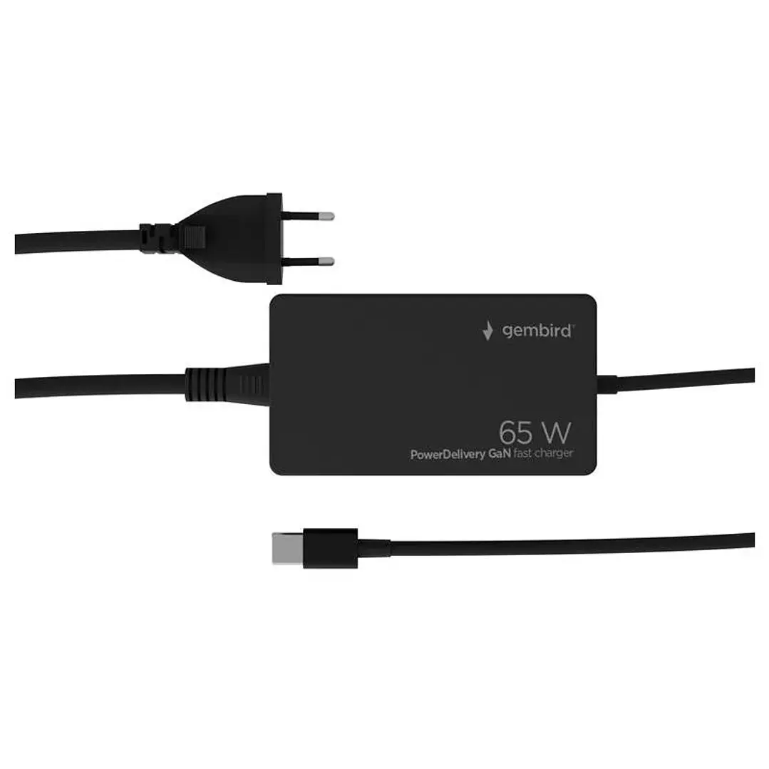 GEMBIRD Cargador rápido USB tipo C PD de 65 W GaN 1