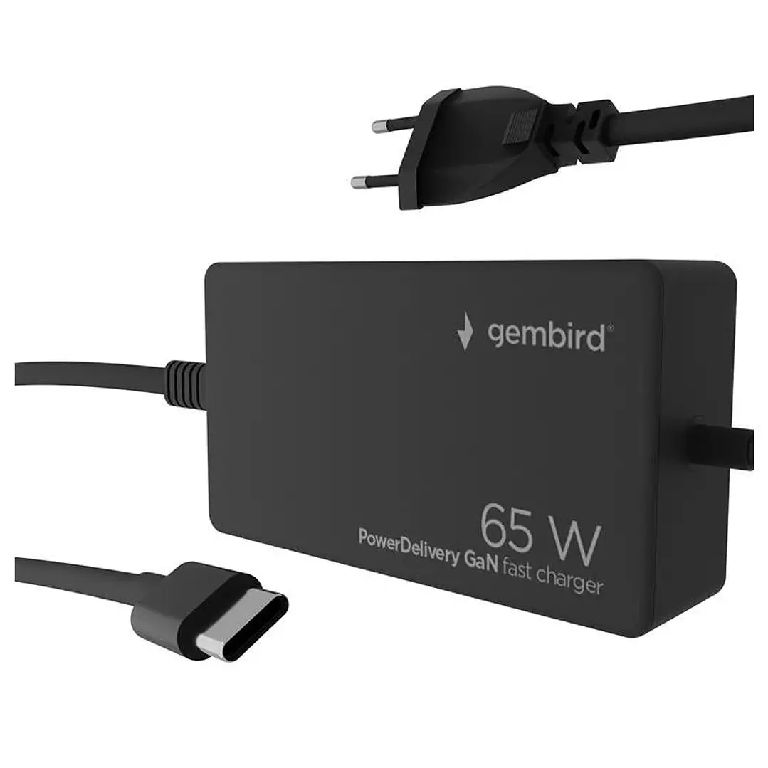 GEMBIRD Cargador rápido USB tipo C PD de 65 W GaN 2