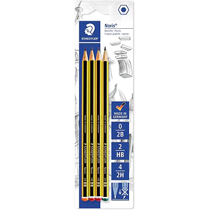Staedtler Noris 120 Pack de 4 Lapices de Grafito Hexagonales - Graduaciones Surtidas - Resistencia a la Rotura - Madera de Bosques Sostenibles