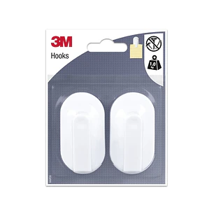 3M Pack de 2 Ganchos Adhesivos para Notas - Soporta hasta 1kg - Color Blanco