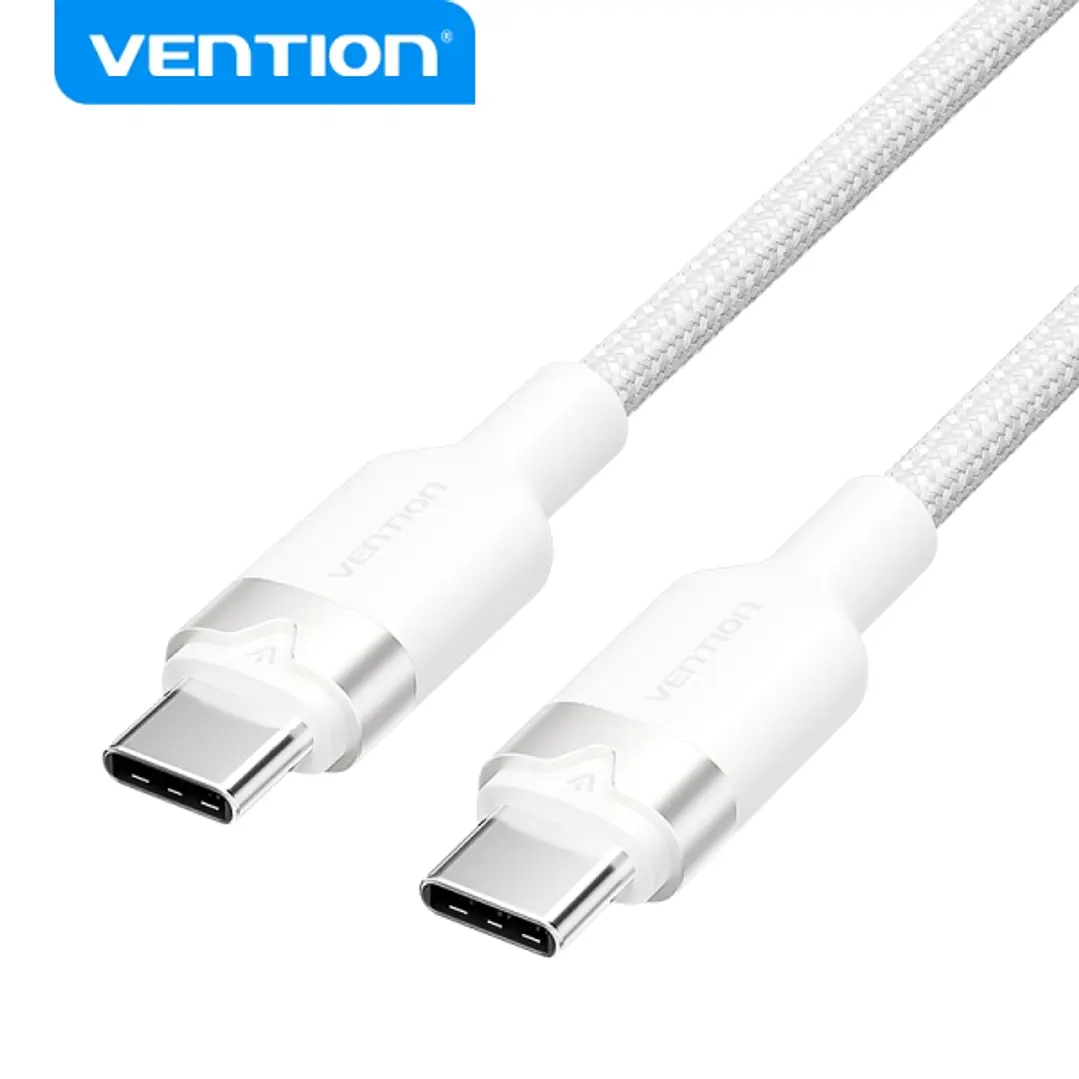 Vention Cable USB 2.0 Niquelado - 60W - 3A - 480Mbps - 2m - PVC + Aluminio - Color Blanco 1