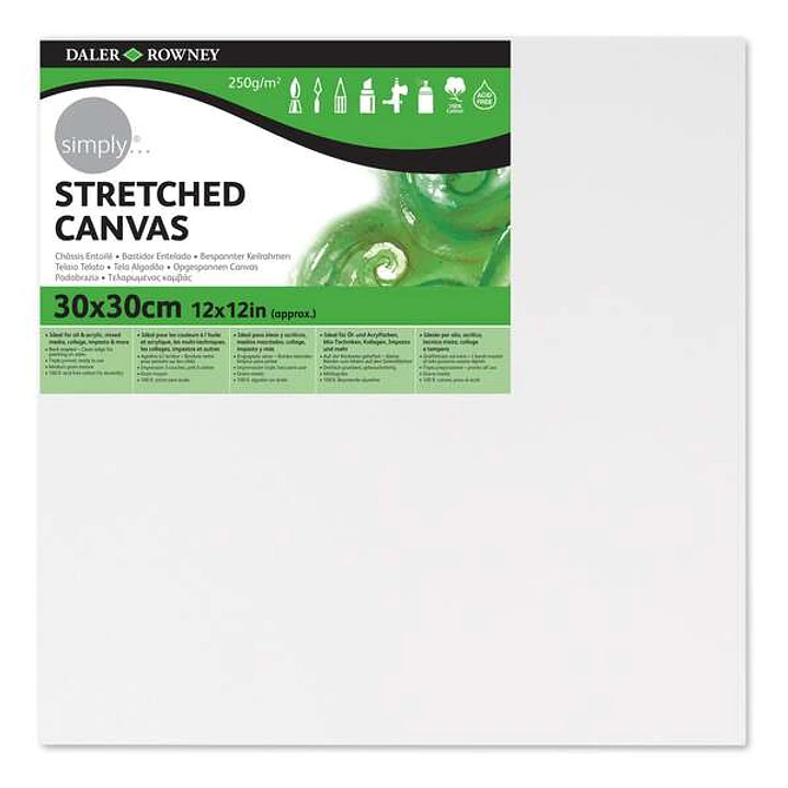 Daler Rowney Simply Bastidor Entelado 30x30cm - Imprimacion Triple - Grano Medio - 100% Algodon sin Acido - 250g 1