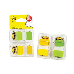 Post-It Index Pack de 2 Dispensadores con 50 Marcadores de Indice Reposicionables - Forma Rectangular - Color Verde