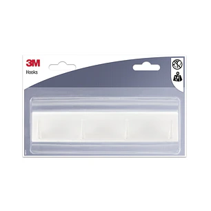 3M Ganchos Adhesivos en Barra - Barra con 4 Ganchos - Soporta hasta 1.9kg - Color Blanco
