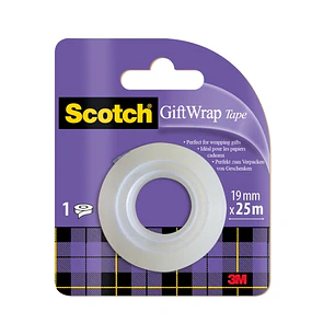 Scotch Giftwrap Cinta Adhesiva Satinada - Recambio - 19mm x 25m - Especial para Envolver Regalos - Color Blanco