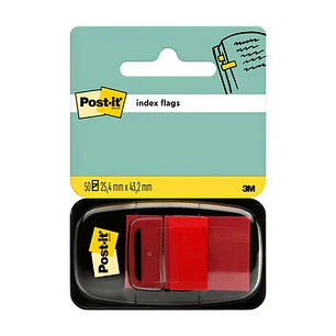 Post-it Index Dispensador con 50 Marcadores Reposicionables 25.4 x 43.2mm - Adherencia Firme - Para Marcar, Señalar o Destacar Informacion - Color Roj