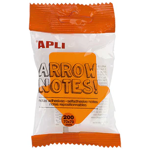Apli Notas Adhesivas Flecha 70x70mm Bloc 200 Hojas - 4 Colores Surtidos - Fluorescentes - Destacables - Color: Surtido