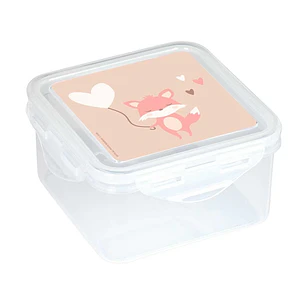Safta Flores Fiambrera de 1.27L - PVC sin BPA - Cierre Hermetico a Presion - 130x130x75mm - Color Transparente
