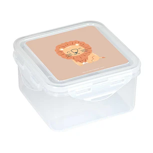 Safta Leon Fiambrera de 1.27L - PVC sin BPA - Cierre Hermetico a Presion - 130x130x75mm - Color Transparente