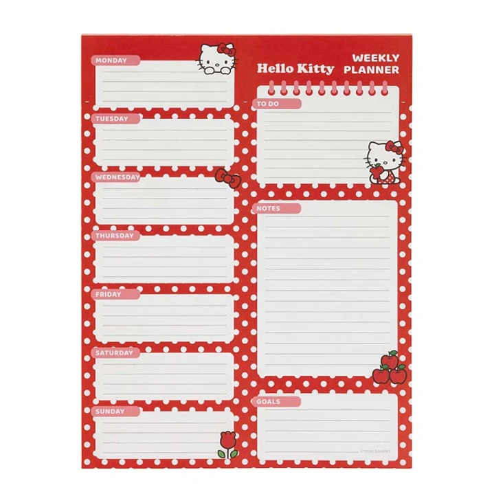 Safta Hello Kitty Planificador Semanal - 50 Paginas - 100 g/m2 - 19x25.5cm - Color Rojo y Blanco 1