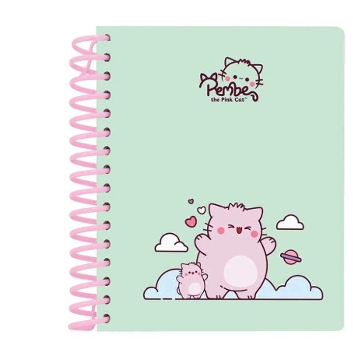 Safta Pembe The Pink Cat Bloc de Notas A6 - Tapas Duras - 120 Hojas - Gramaje 80g/m2 - 118x146mm - Color Menta 1