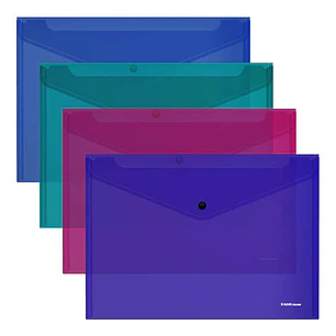 Erichkrause Glossy Vivid Sobre Polipropileno Tamaño ?4 - Semitransparente - Cierre de Boton - Colores Surtidos