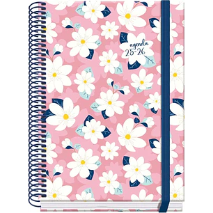 Dohe Camomille Agenda Escolar 25/26 Espiral A5 - Semana Vista - Papel 70g/m2 - 4 Hojas de Pegatinas - Cubierta de Carton Plastificado - Cierre con Gom