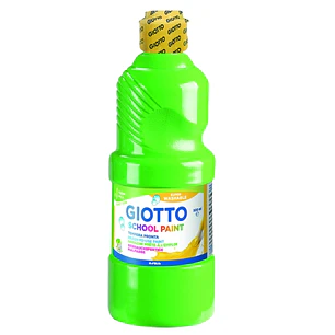 Giotto School Paint Tempera - 500ml - Lista para el Uso - Super Lavable - Botella Bio Pet - Color Verde Cinabrio