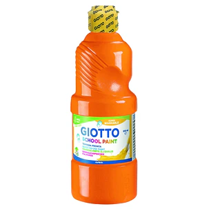 Giotto School Paint Tempera - 500ml - Lista para el Uso - Super Lavable - Botella Bio Pet - Color Naranja