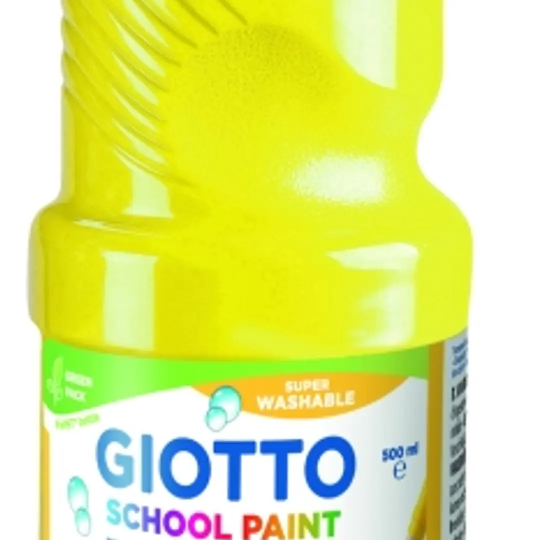Giotto School Paint Tempera - 500ml - Lista para el Uso - Super Lavable - Botella Bio Pet - Color Amarillo Primario 1
