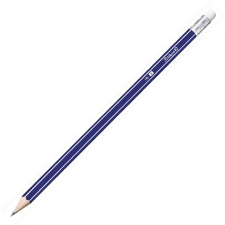 Pelikan CJ12 Lapiz de Grafito HB con Goma - Hexagonal - Ergonomico - Madera Barnizada - Color Azul 1