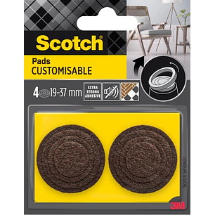 Scotch Pack de 4 Almohadillas Adhesivas Antideslizantes - Personalizables - Diametro de 19 a 37mm - Color Marron