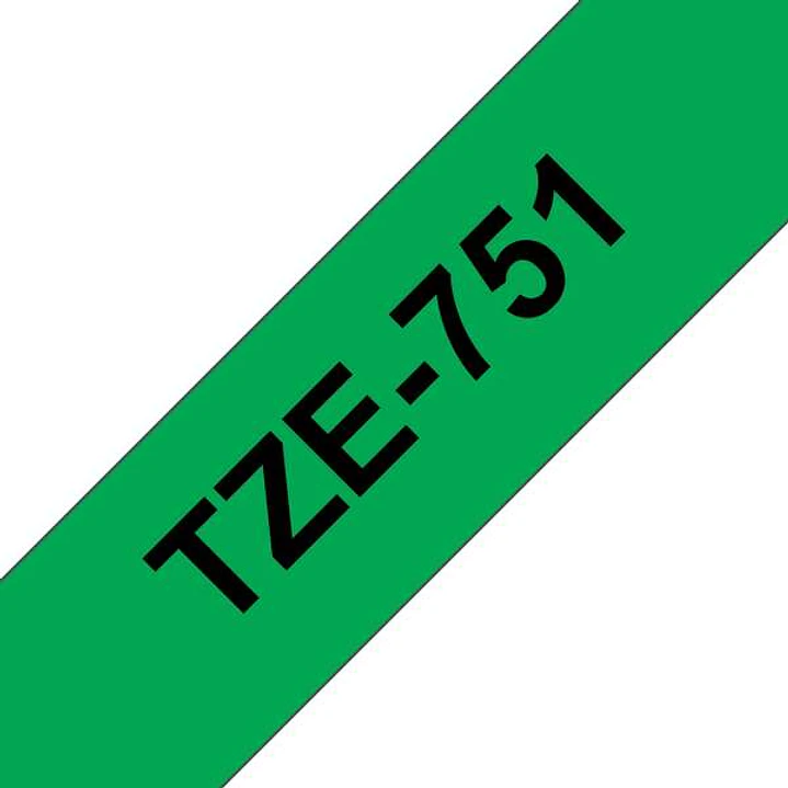 Brother TZe751 Cinta Laminada Generica de Etiquetas - Texto negro sobre fondo verde - Ancho 24mm x 8 metros 1