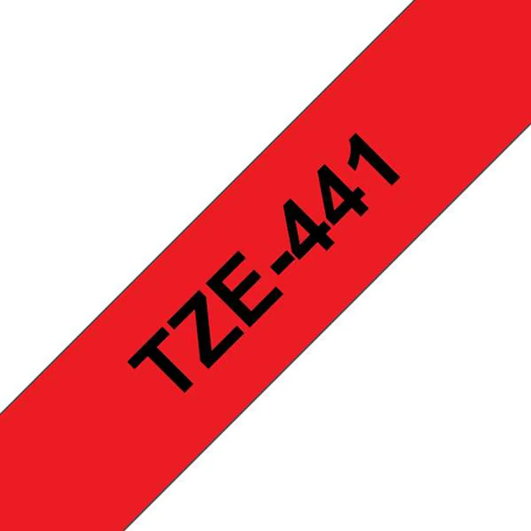 Brother TZe441 Cinta Laminada Generica de Etiquetas - Texto negro sobre fondo rojo - Ancho 18mm x 8 metros 1