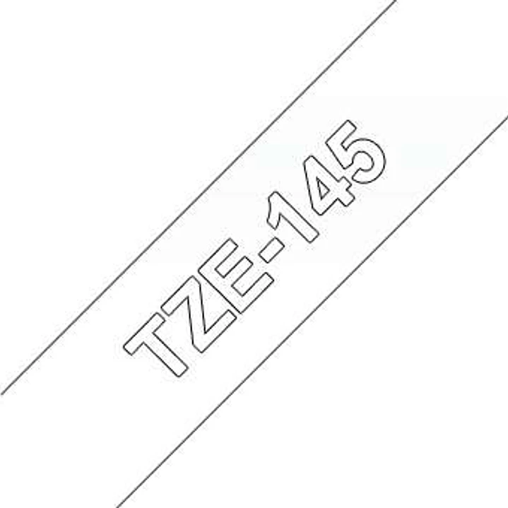 Brother TZe145 Cinta Laminada Generica de Etiquetas - Texto blanco sobre fondo transparente - Ancho 18mm x 8 metros 1
