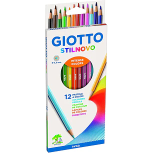 Giotto Stilnovo Pack de 12 Lapices Hexagonales de Colores - Mina 3.3mm - Madera - Colores Surtidos