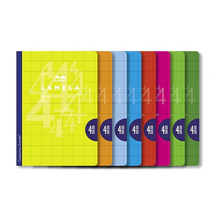 Lamela Pack de 10 Libretas Grapadas con 50 Hojas de 90g/m2 con Margen - Formato A4 - Pauta Cuadrovia de 4mm - Cubierta de Cartoncillo Plastificado - P