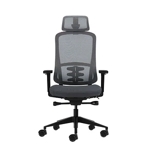 Oqonos Cherg 019 Silla de Oficina Ergonomica con Reposacabezas Cervical Ajustable, Mecanismo Autobalanceado, Reposabrazos 4D, Asiento Deslizable y Rue