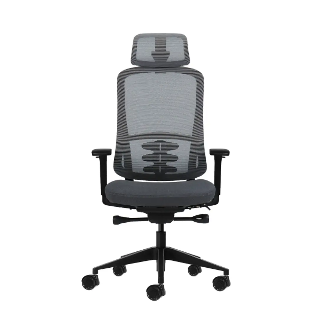Oqonos Cherg 019 Silla de Oficina Ergonomica con Reposacabezas Cervical Ajustable, Mecanismo Autobalanceado, Reposabrazos 4D, Asiento Deslizable y Rue 1