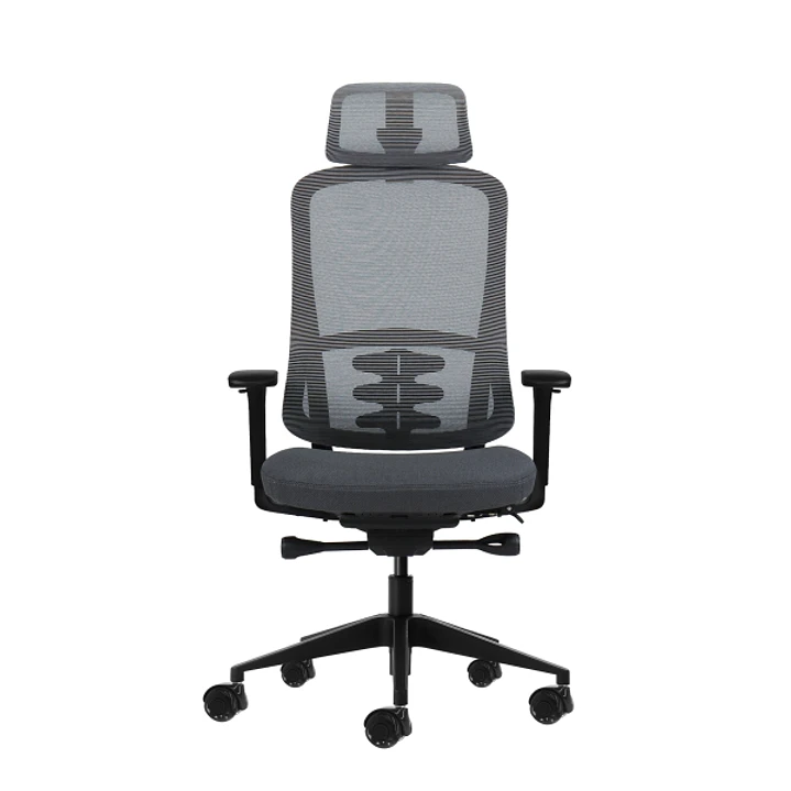 Oqonos Cherg 019 Silla de Oficina Ergonomica con Reposacabezas Cervical Ajustable, Mecanismo Autobalanceado, Reposabrazos 4D, Asiento Deslizable y Rue 1