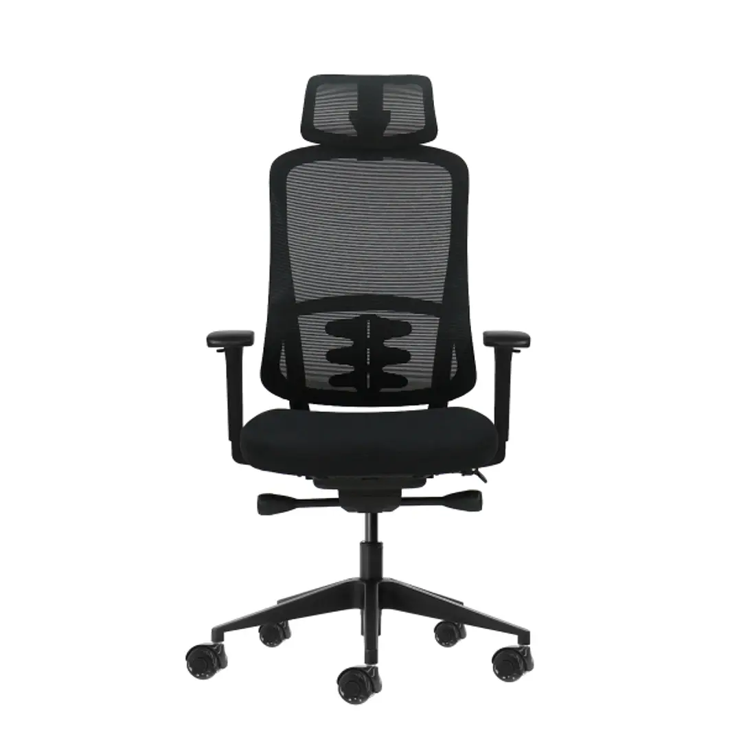 Oqonos Cherg 018 Silla de Oficina Ergonomica con Reposacabezas Cervical Ajustable, Mecanismo Autobalanceado, Reposabrazos 4D, Asiento Deslizable y Rue 1