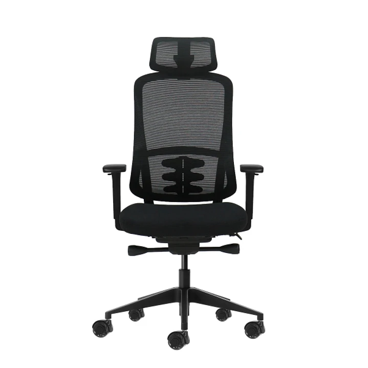 Oqonos Cherg 018 Silla de Oficina Ergonomica con Reposacabezas Cervical Ajustable, Mecanismo Autobalanceado, Reposabrazos 4D, Asiento Deslizable y Rue 1