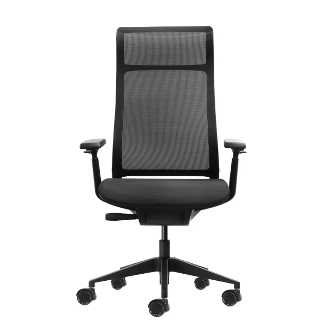 Oqonos Cherg 028 Silla de Oficina Ergonomica con Respaldo y Asiento de Malla Elastica, Mecanismo Autobalanceado, Reposabrazos 4D, Asiento Deslizable y 1