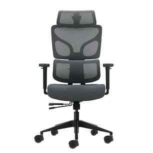 Oqonos Cherg 011 Silla de Oficina Ergonomica con Reposacabezas Cervical Ajustable, Respaldo y Asiento de Malla Elastica, Reposabrazos 4D, Asiento Desl