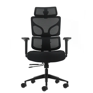 Oqonos Cherg 010 Silla de Oficina Ergonomica con Reposacabezas Cervical Ajustable, Respaldo y Asiento de Malla Elastica, Reposabrazos 4D, Asiento Desl