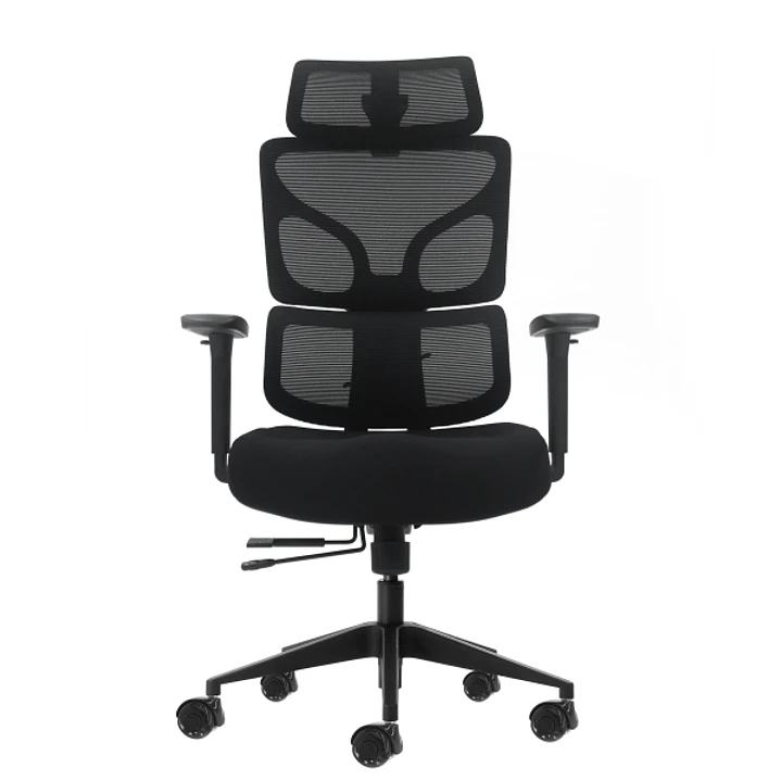 Oqonos Cherg 010 Silla de Oficina Ergonomica con Reposacabezas Cervical Ajustable, Respaldo y Asiento de Malla Elastica, Reposabrazos 4D, Asiento Desl 1
