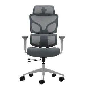 Oqonos Cherg 014 Silla de Oficina Ergonomica con Reposacabezas Cervical Ajustable, Respaldo y Asiento de Malla Elastica, Reposabrazos 4D, Asiento Desl